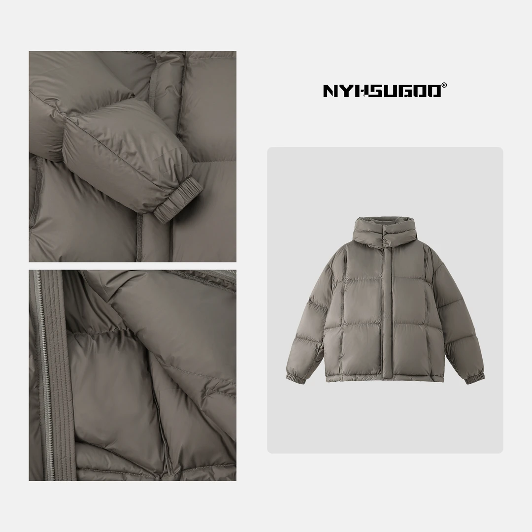 NYHSUGOO/南乙3422冬季男士90白鸭绒羽绒服情侣韩系泡芙款外套