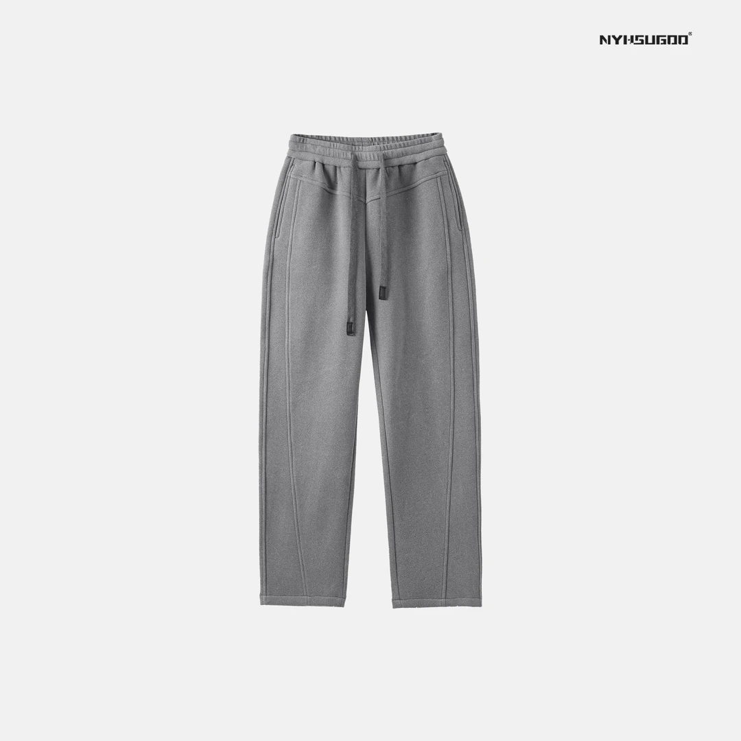 NYHSUGOO/南乙N3212秋冬男士美式抽绳加厚休闲裤设计款微弯刀长裤