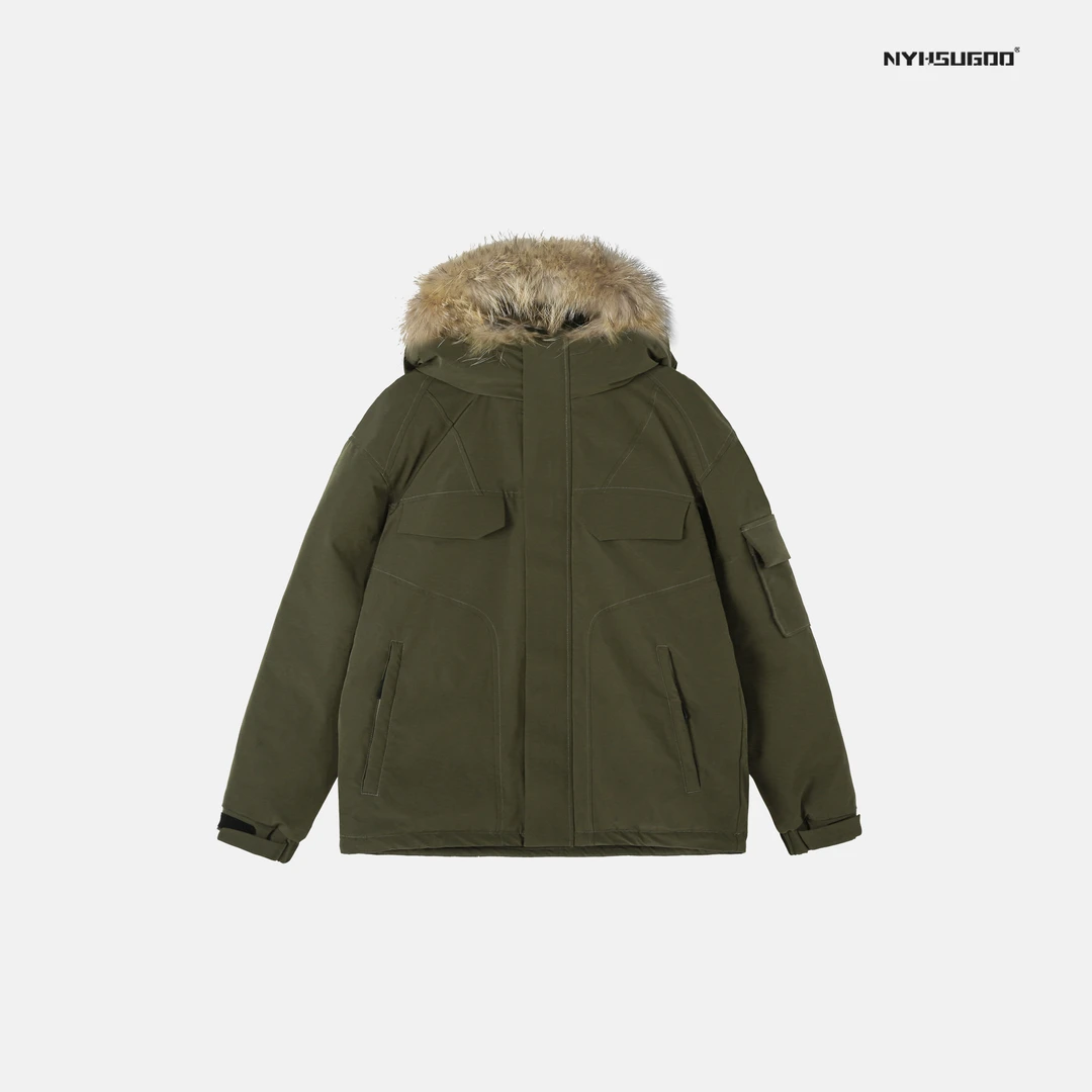 NYHSUGOO/南乙3289冬季大毛领连帽90白鸭绒户外三防羽绒服男外套