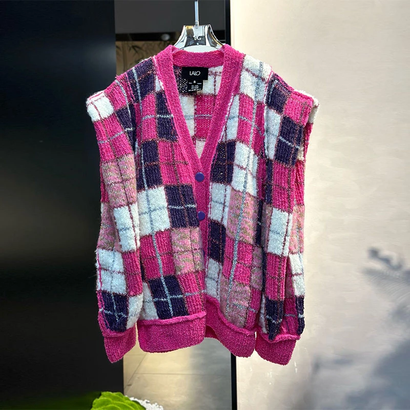 欧洲格鲁吉亚设计师品牌LALO彩色显白编织毛衣女宽松