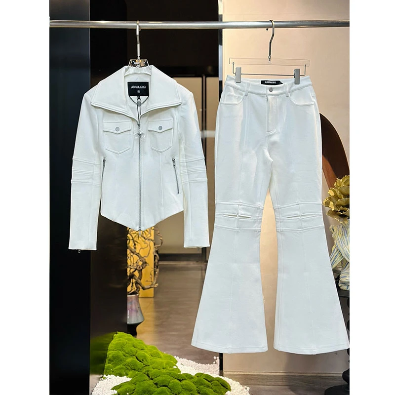 设计师品牌ANNAKIKI 四芒星修身休闲外套女低腰喇叭裤