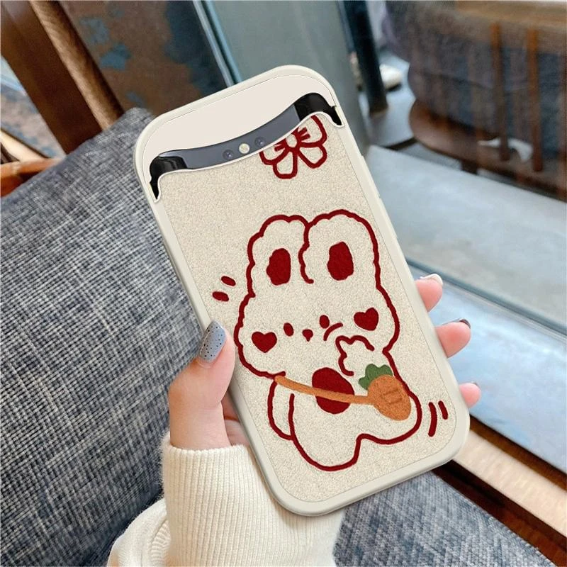 适用于oppofindx手机壳女新款小羊皮新年款全包防摔硅胶套脸兔全