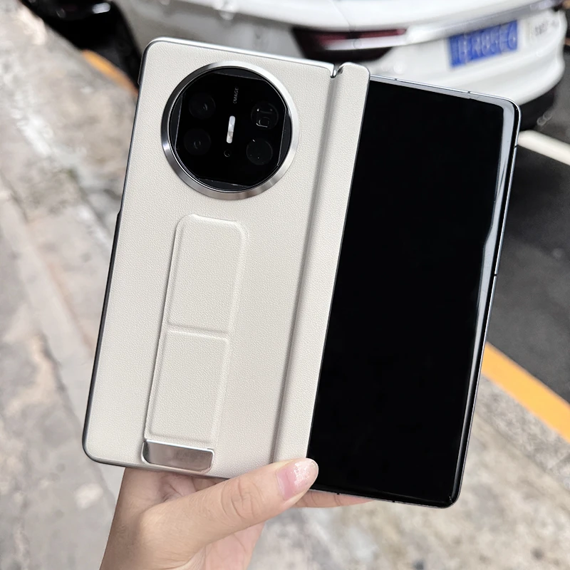 适用华为matex5手机壳新款腕带支架高档x5典藏版铰链全包素皮外壳