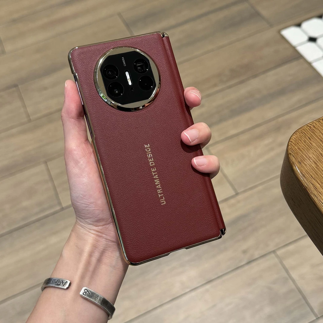 适用华为matex5手机壳新款电镀中轴全包高档素皮潮牌奢华保护壳