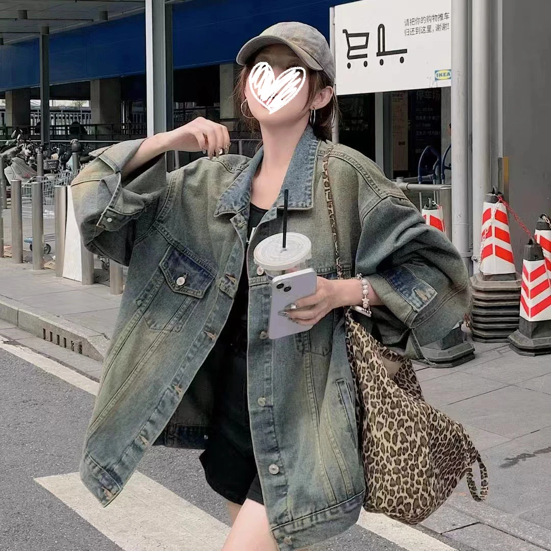 复古美式2025牛仔外套秋季女装洋气潮牌休闲宽松上身百搭夹克外套