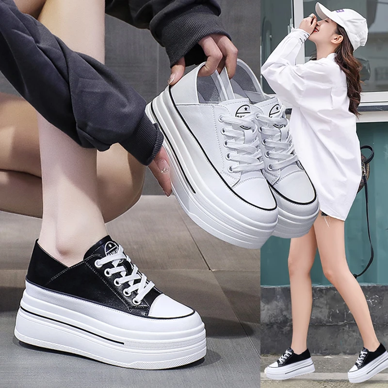 小个子爆款内增高女鞋2025新款春秋百搭厚底松糕鞋小白鞋女款板鞋