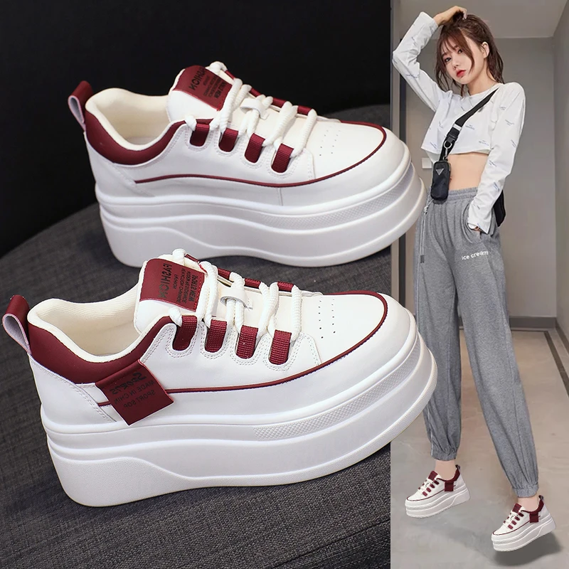 小白鞋女时尚春季新款内增高板鞋松糕厚底爆款百搭运动休闲女鞋子