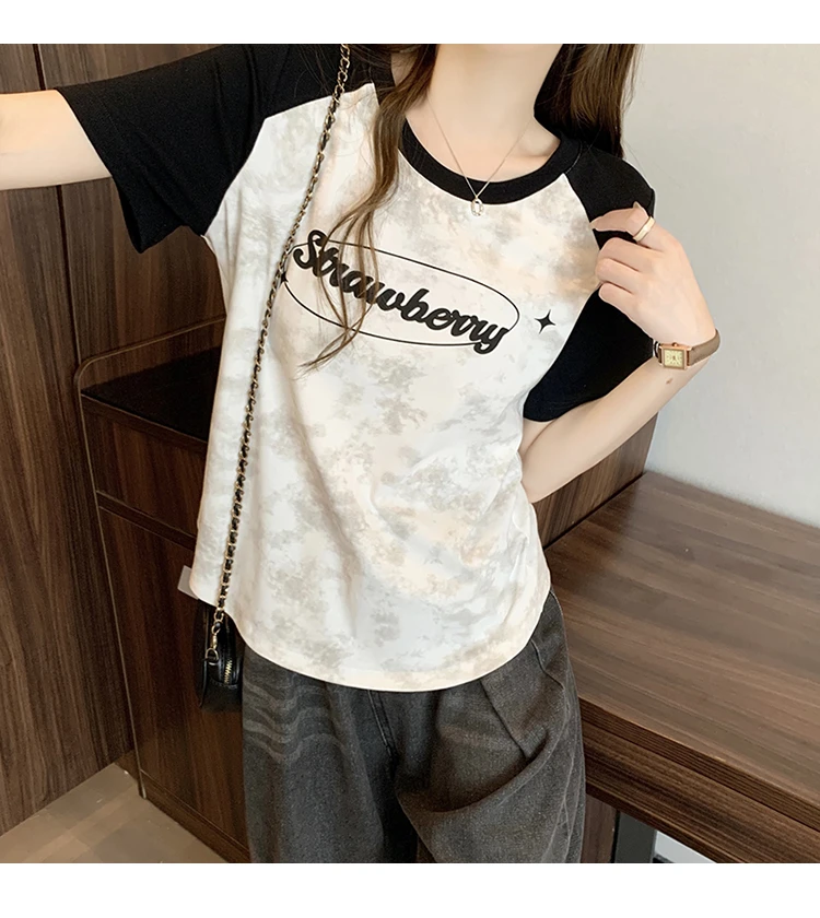 时尚哺乳衣外出2024新款夏季大码短袖字母印花T恤产后喂奶上衣潮