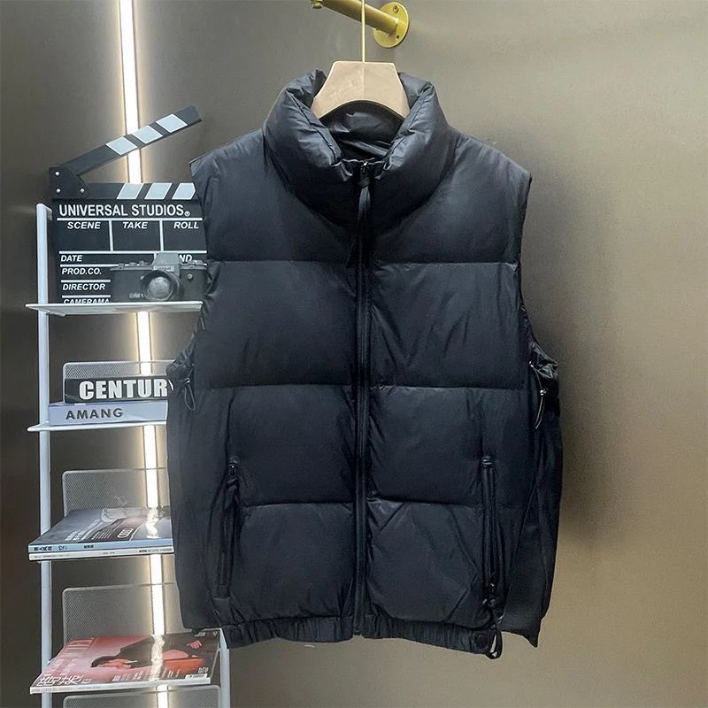 冬季羽绒马甲男士韩版时尚纯色百搭休闲无袖坎肩立领羽绒马夹外套