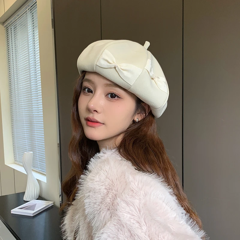 复古八角帽子女秋冬休闲百搭显脸小南瓜帽潮街头英伦大头围贝雷帽