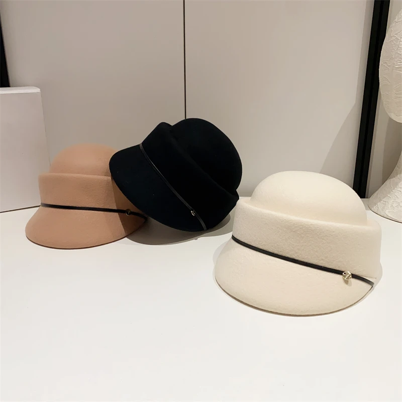 羊毛贝雷帽女秋冬复古名媛小礼帽时尚百搭显脸小马术帽英伦鸭舌帽