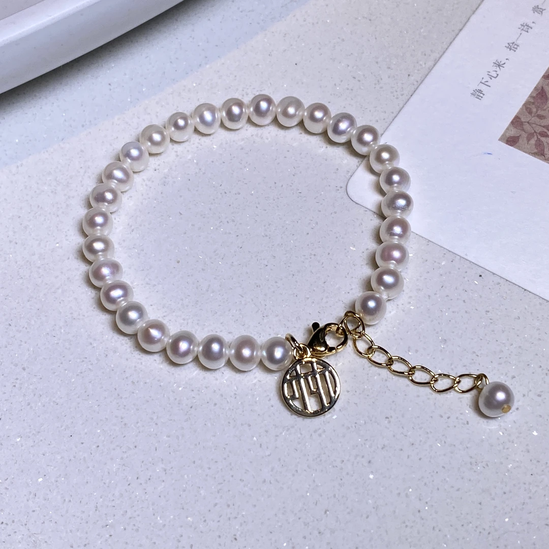 【小北珠宝】淡水珍珠手链28-12J07X25【多样性发一件】约5*6mm