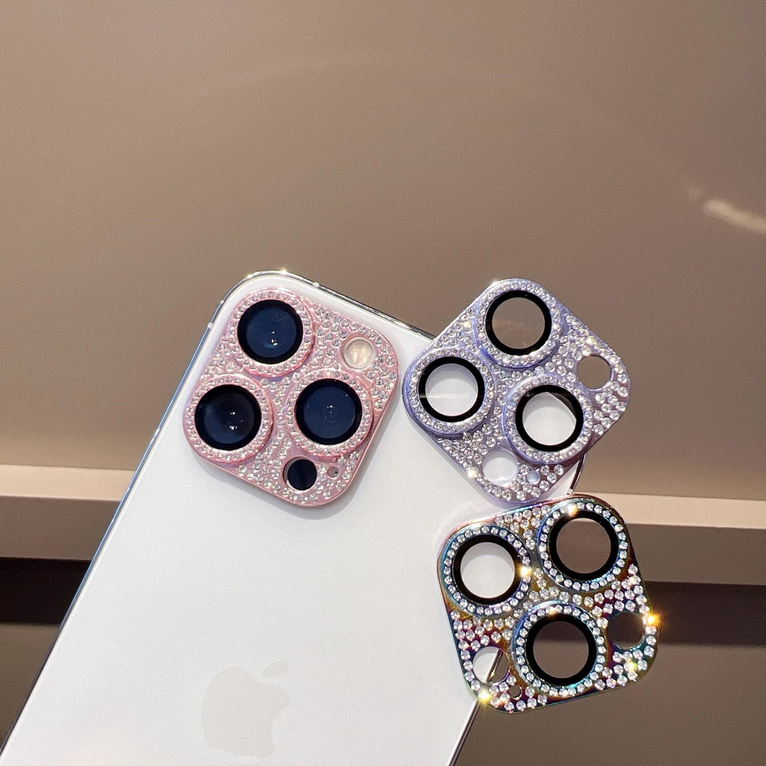 适用苹果16镶钻镜头膜iPhone15一体钢化后摄像头全包14防摔奢华13