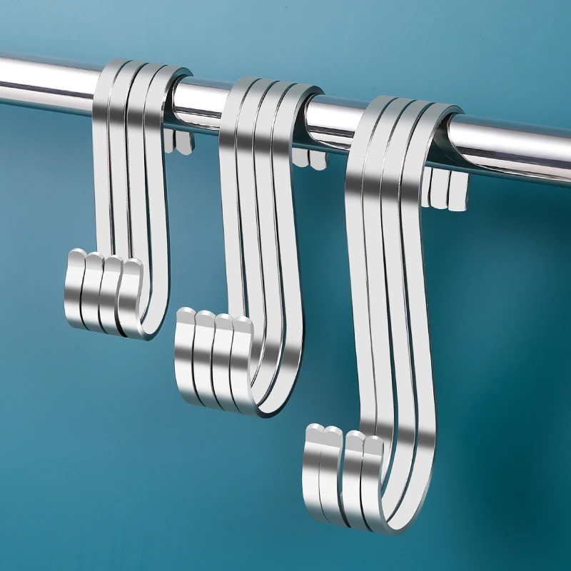 304不锈钢s型挂钩厨房浴室无痕s勾晒香肠腊肉子门后挂衣强力承重