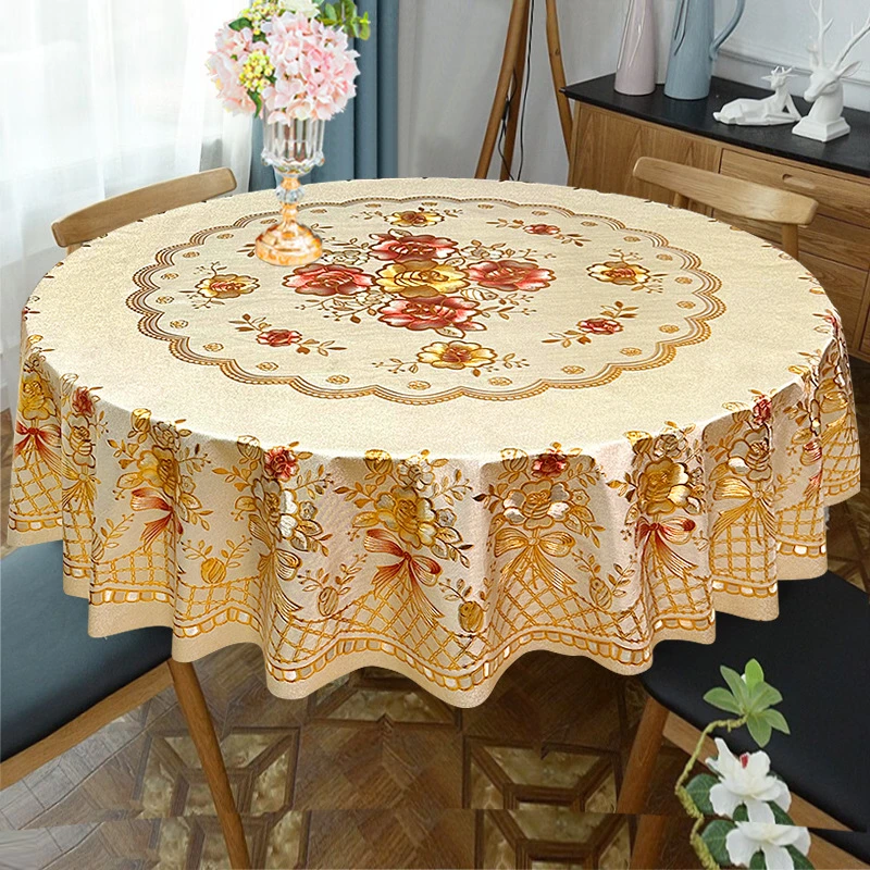 简约红色耐脏桌布方圆两用中国红家用餐桌布红色防水防烫免洗台布