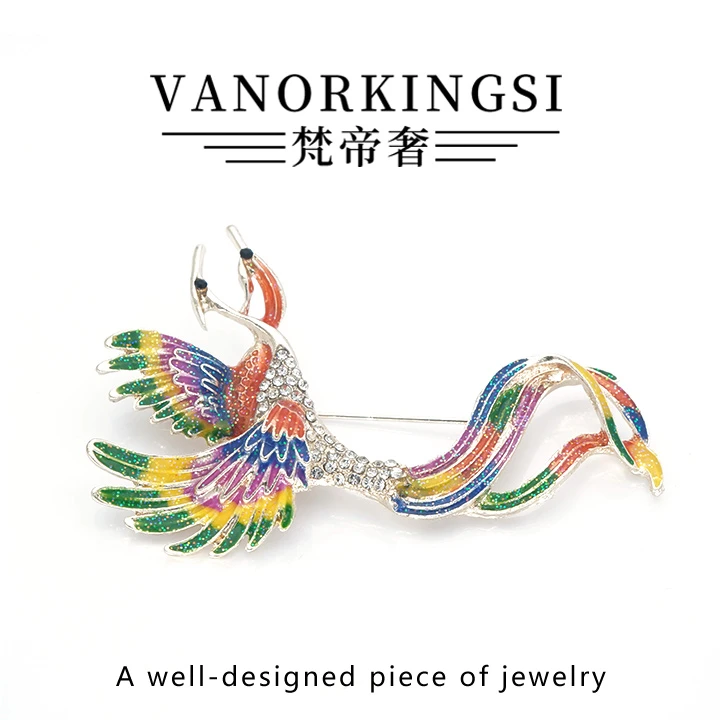 合金胸针 梵帝奢 国风烈焰凤凰胸针 轻奢百搭西装配饰 FD214