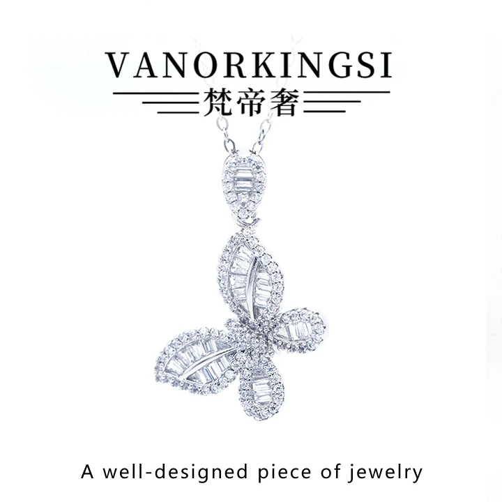 铜合金项链 梵帝奢 蝴蝶项链 满钻镶嵌重工合成锆石项链 FD110-2