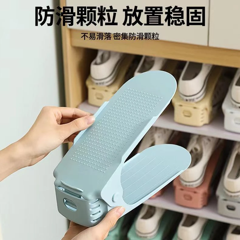 可调节鞋柜架鞋子收纳神器塑料双层鞋架简易家用一体式鞋托架加厚