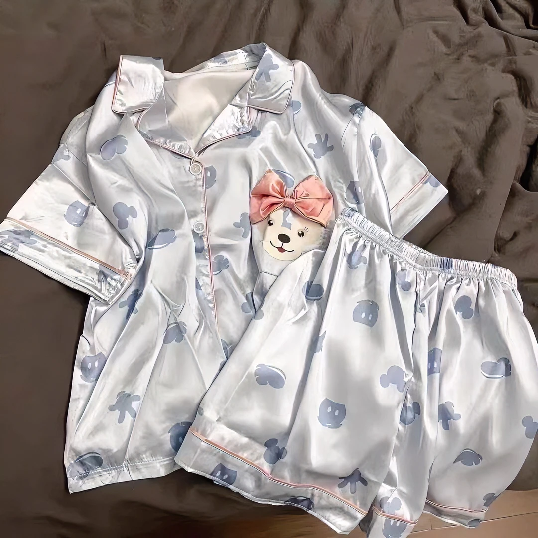 冰丝睡衣女夏季短袖薄款韩版ins卡通可爱星黛露轻奢高级感家居服