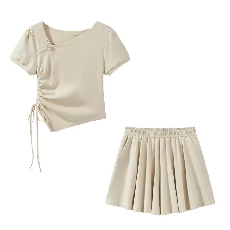 【现现】新中式不规则盘口设计感上衣裙裤两件套289