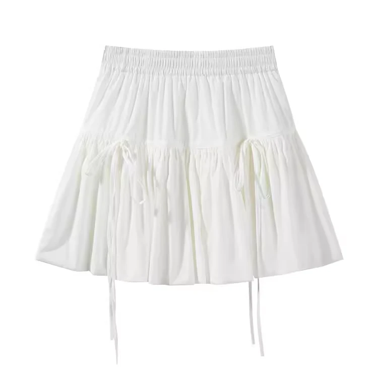 【现现专场】蝴蝶结白色半身裙女2024夏季纯欲a字蛋糕短裙88123