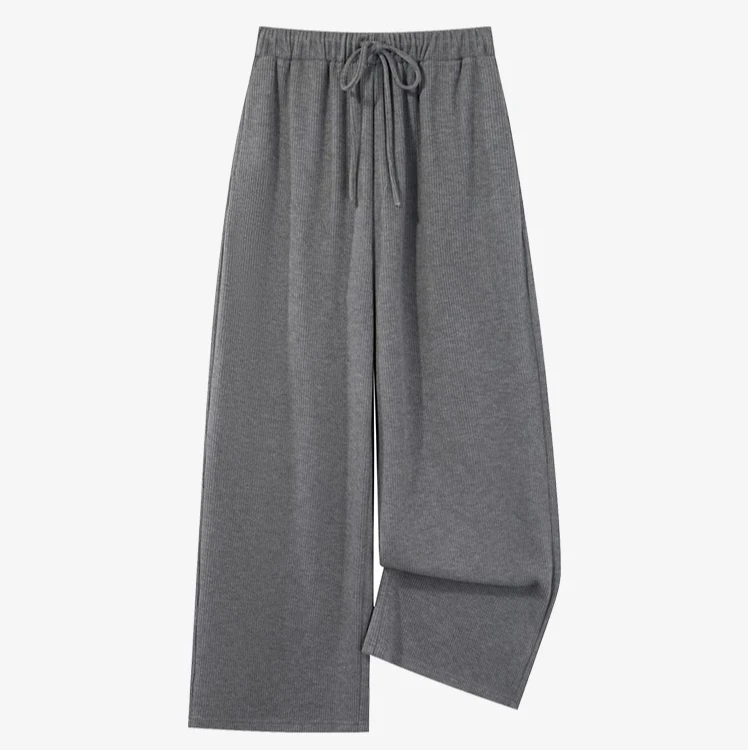 羊城故事-灰色简约百搭宽松阔腿裤秋季高腰显瘦休闲裤Y40944929