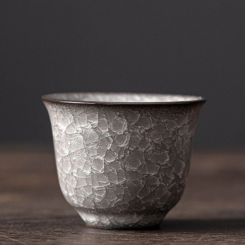 哥窑黑冰裂纹茶杯陶瓷主人杯单杯茶盏功夫茶具冰裂釉冰花茶杯
