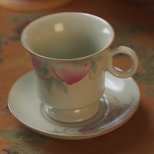 莫念 秘黄汝窑寿桃咖啡杯