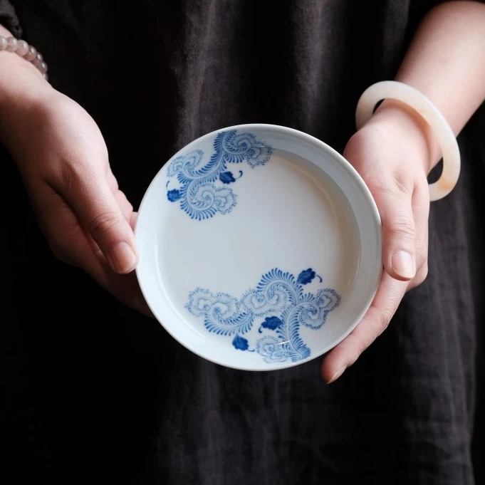 半斋—豇豆红鸢尾花壶承