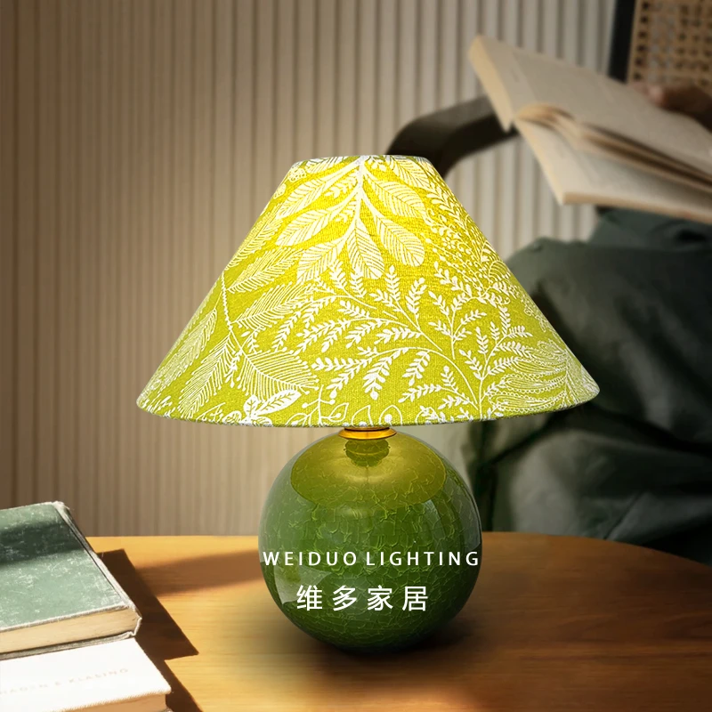 美式欧式陶瓷台灯卧室床头灯创意高级感复古绿色家居装饰台灯摆件