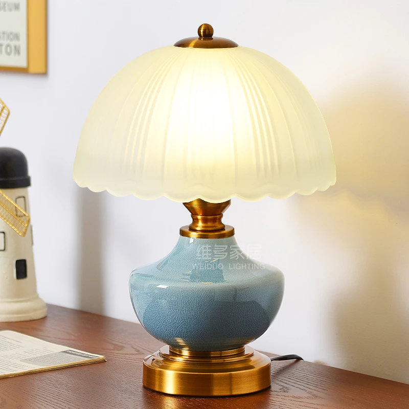 美式复古陶瓷台灯卧室床头灯简约现代轻奢百搭新款客厅书房装饰灯