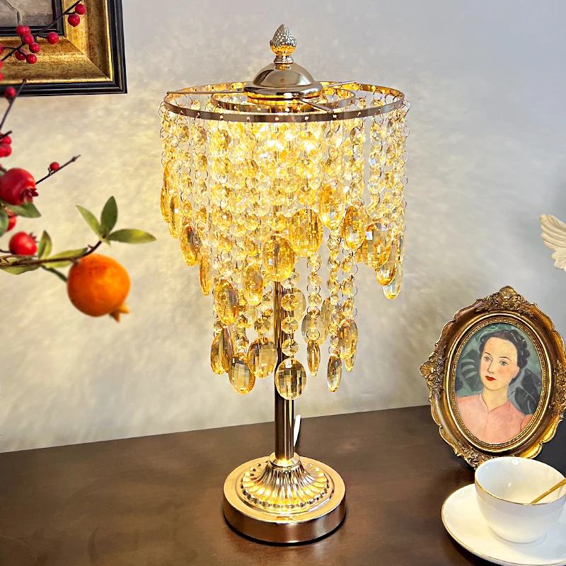 水晶台灯 创意客厅卧室床头灯 氛围感温馨浪漫装饰美式轻奢高级感