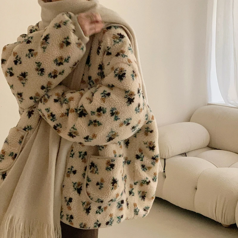 LUO/艺术生穿搭 温软发热毛毛外套 韩国设计师宽松慵懒保暖厚棉衣