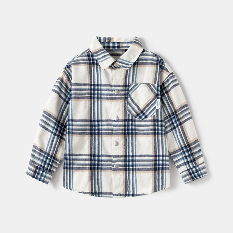 男童2025春秋新款纯棉长袖衬衫字母条纹休闲衬衣韩版少儿青少年