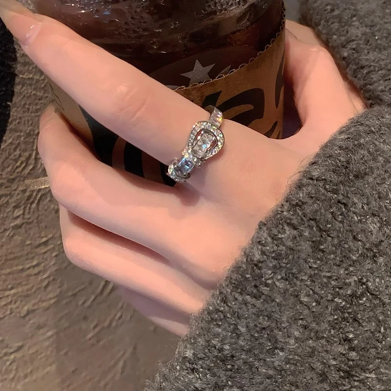 铜合金戒指 时尚轻奢小众设计感皮带扣戒指女个性百搭开口食指戒