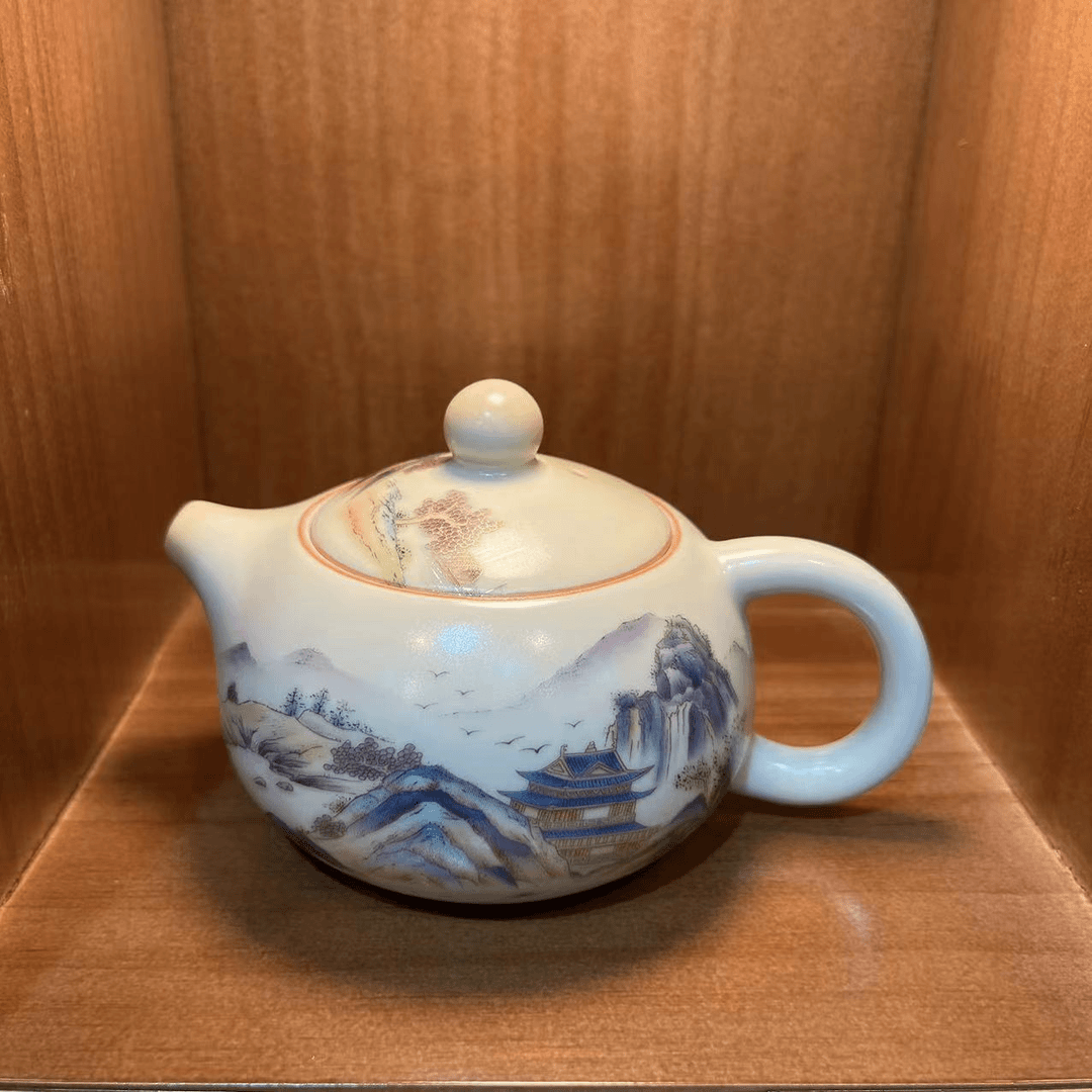 国宝窑周艺林大师 汝窑天青 山水西施壶