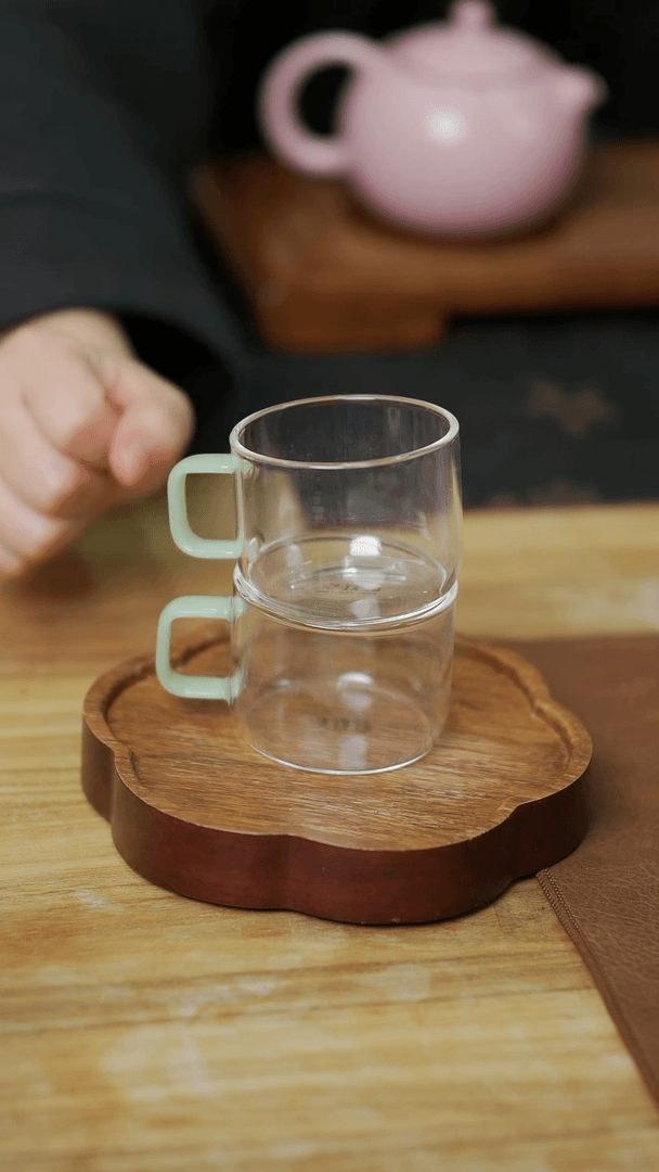 【闪购商品】瓷玻璃绿玉把小杯2只