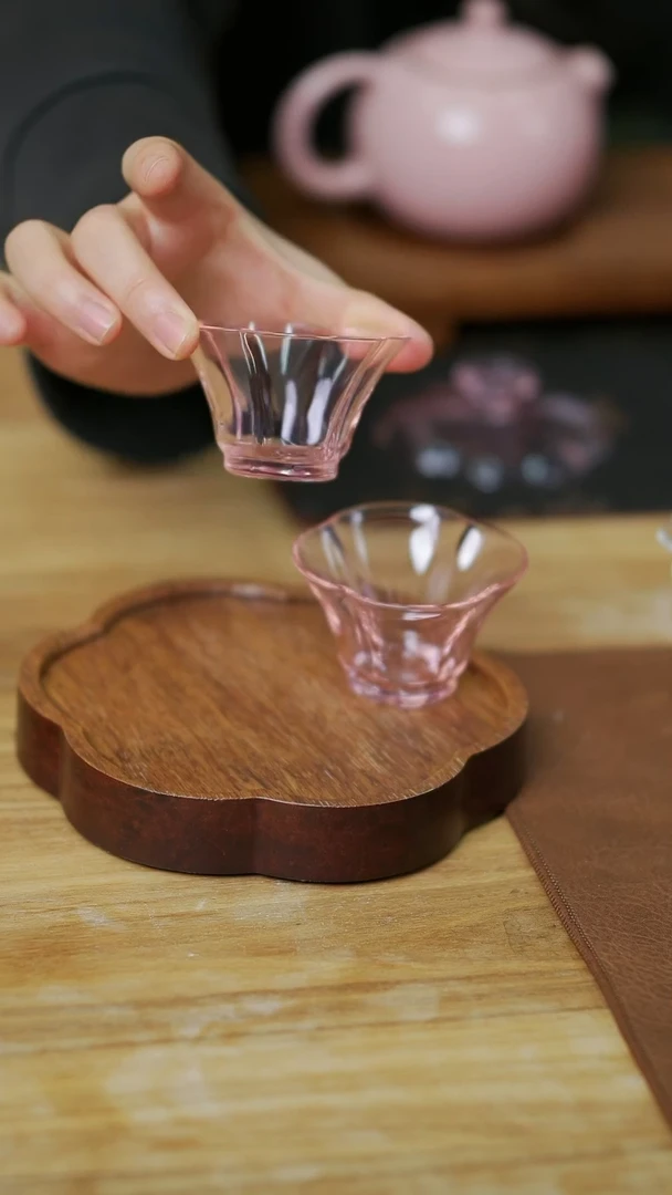 【闪购商品】瓷玻璃九河木槿花杯2只粉