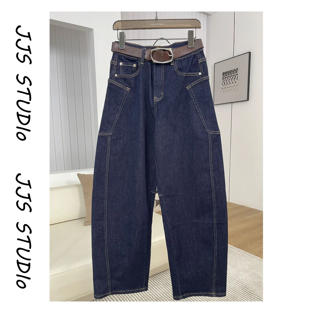 4090351-『念念不忘』2024秋季时尚显瘦潮流宽松拼接休闲百搭牛仔裤