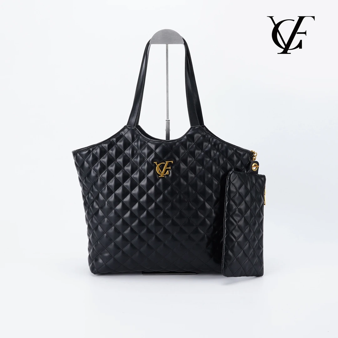 全新未使用   VFG  black big 托特包单肩黑金色