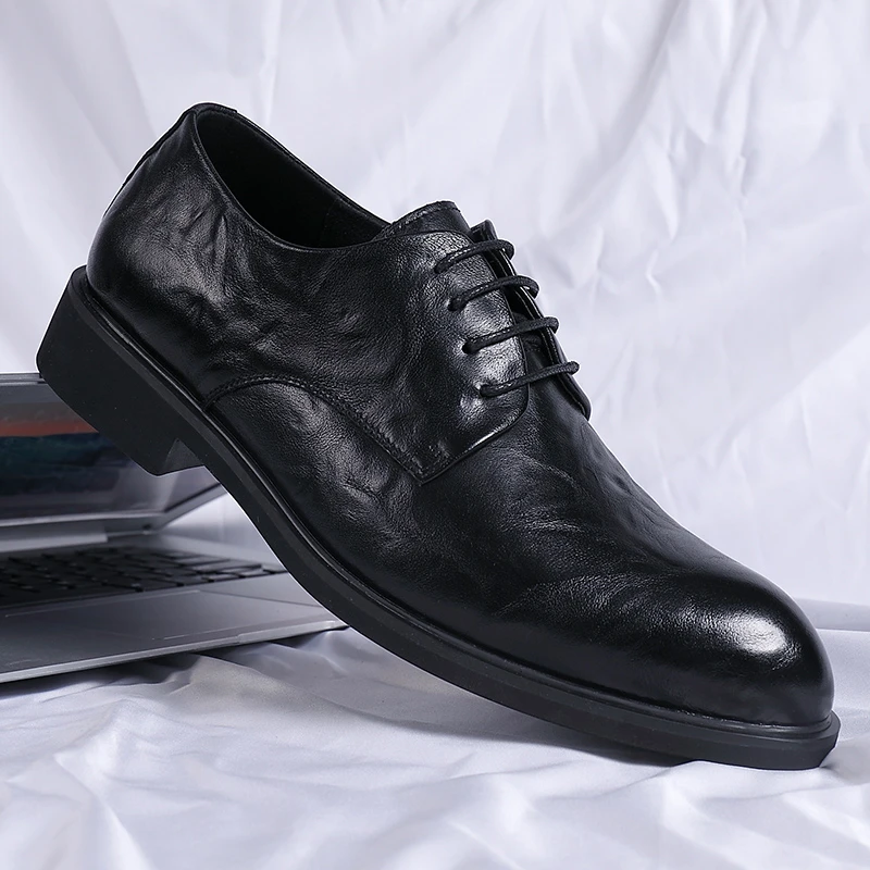 （手工男鞋）皮鞋男商务正装休闲鞋软面2025新款透气时尚百搭22225