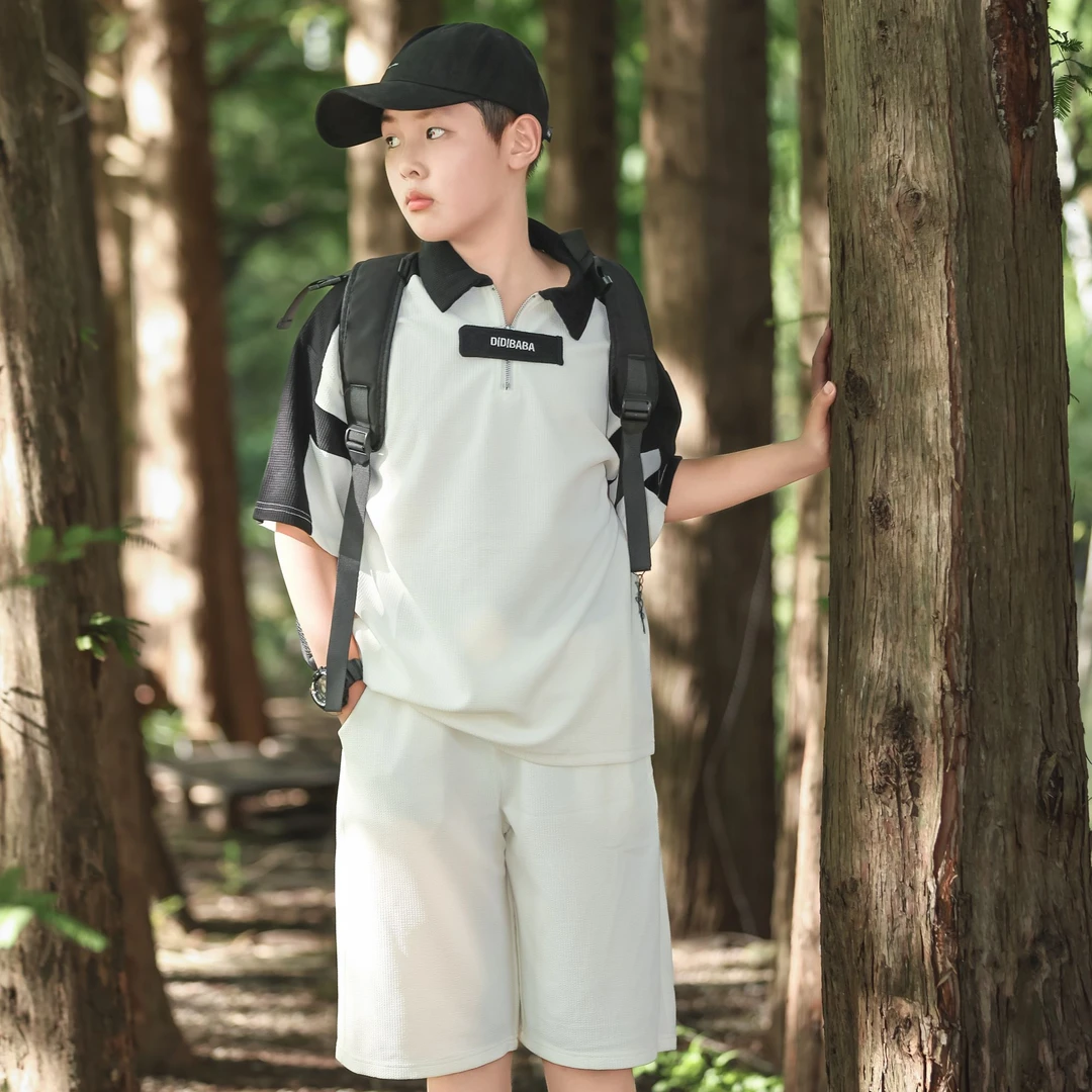 DIDIBABA/滴滴巴巴男童夏装套装时尚POLO衫T恤+短裤套装DE1028C