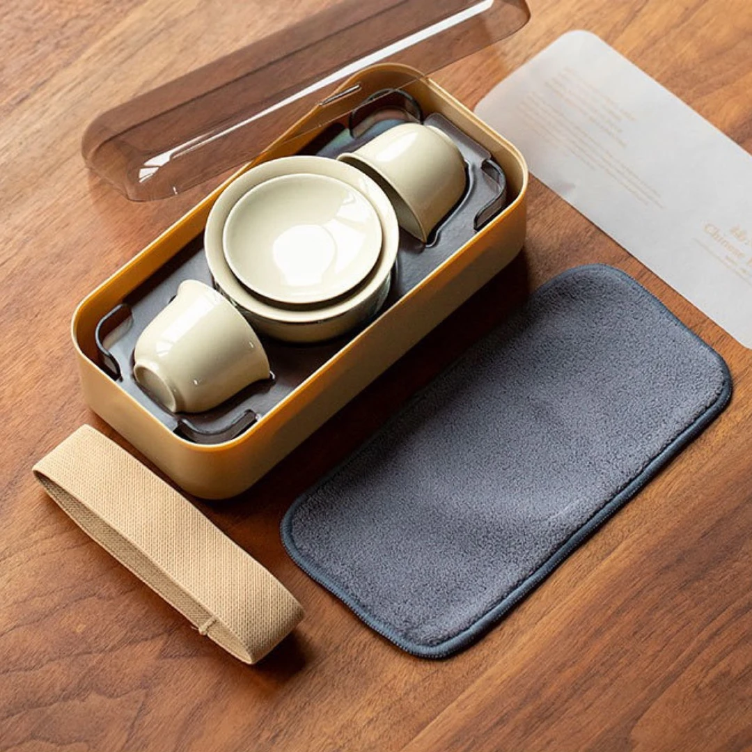 户外旅行茶具套装陶瓷快客杯盖碗功夫茶一壶三杯便携装茶器伴手礼