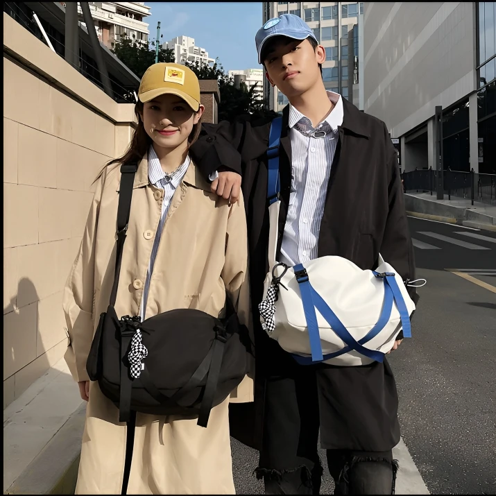 百搭单肩包男士日系小众尼龙斜挎包男款户外休闲潮牌防水潮流ins