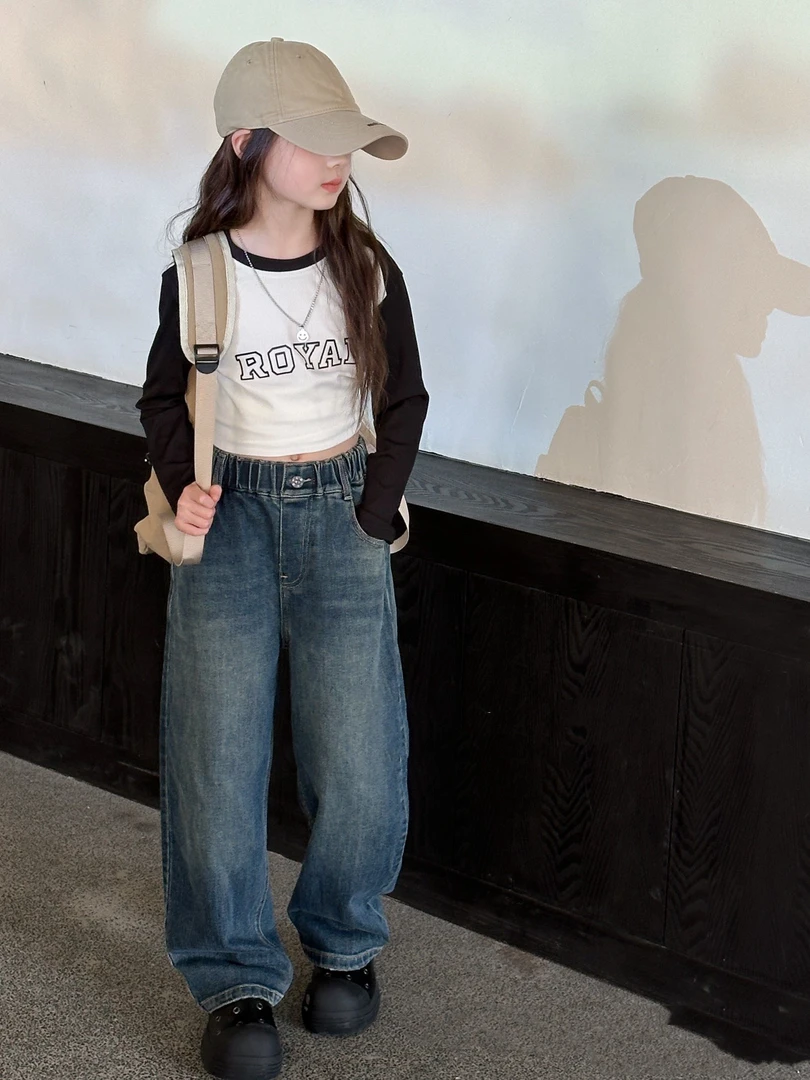 品牌童装24秋季新品儿童老爹牛仔裤022 男童休闲女童洋气厚实裤子