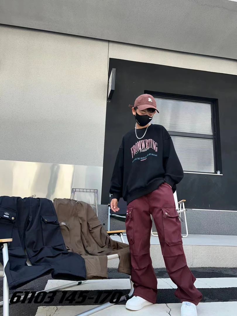 小文童学61103 冬季新款大童一体绒直筒户外休闲时尚工装裤保暖裤