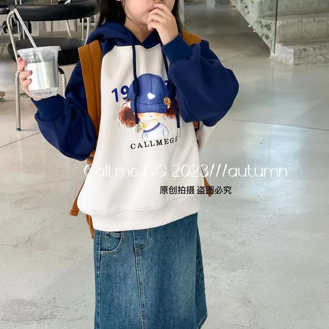 16521叫我格格时尚休闲百搭宽松上衣韩版春秋印花卡通连帽卫衣