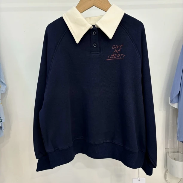 天依角中大童女生长袖Polo衫上衣1828藏青色小孩姐可以亲子衣服靓