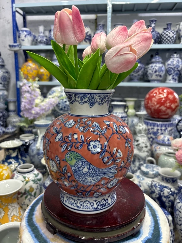 石榴花瓶摆件，桌面花瓶摆件