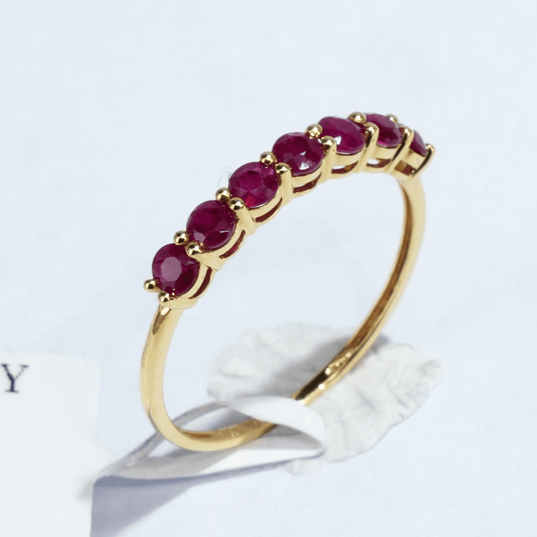 蓝燕子珠宝 0.6ct天然红宝石排戒戒指 18K金镶嵌